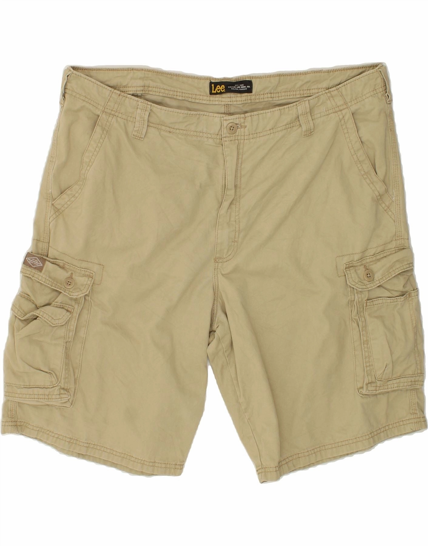 soccer shorts LEE Mens Chino Shorts W42 2XL Beige Cotton