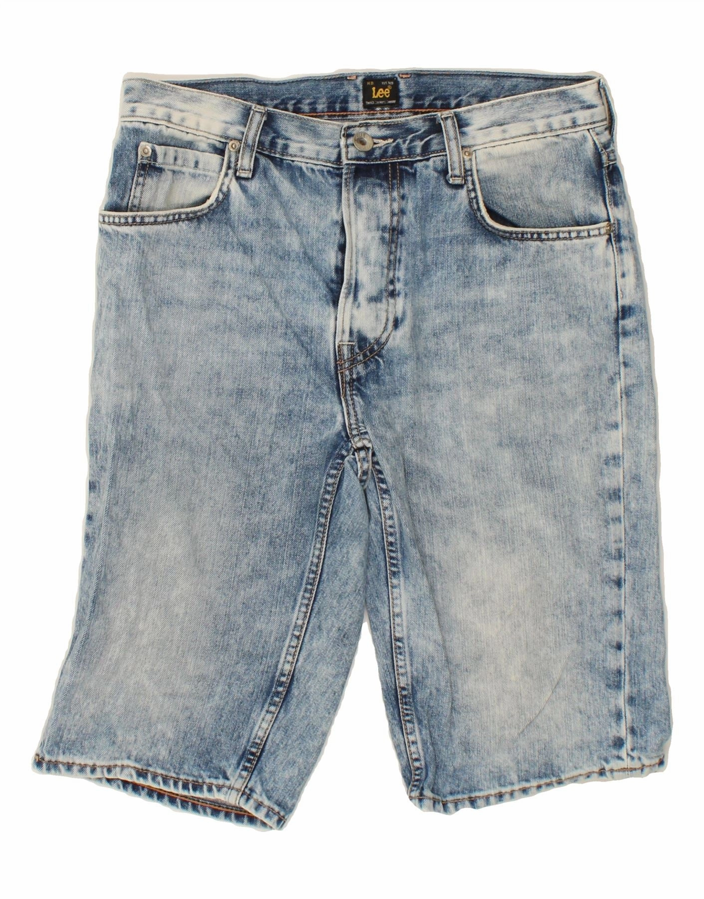LEE Mens Denim Shorts W29 Small Blue Cotton Beach-Ready Look