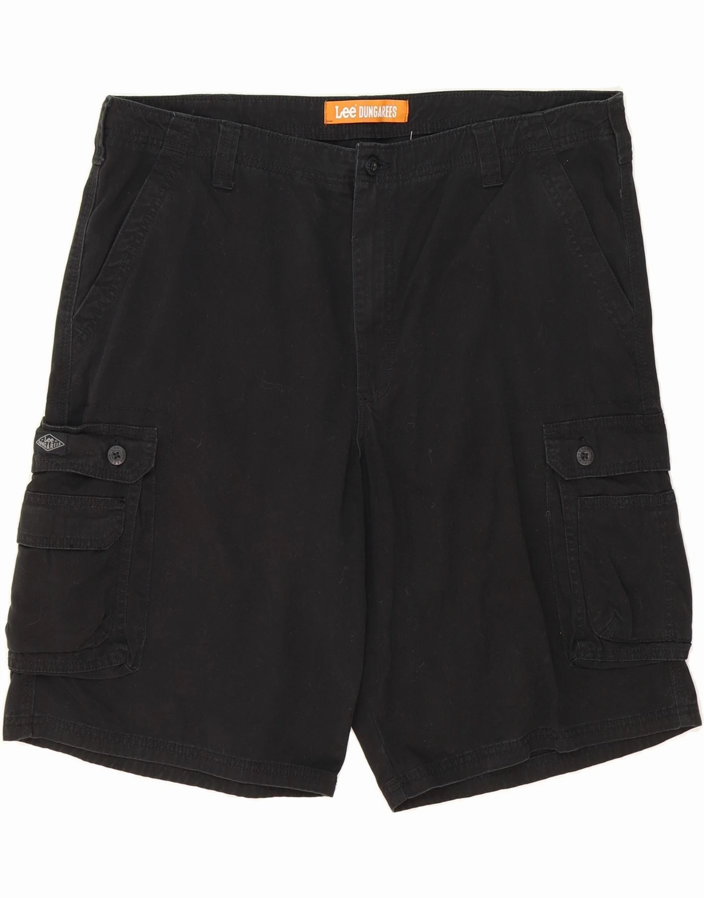 Dynamic Fit LEE Mens Dungarees Cargo Shorts W42 2XL Black Cotton