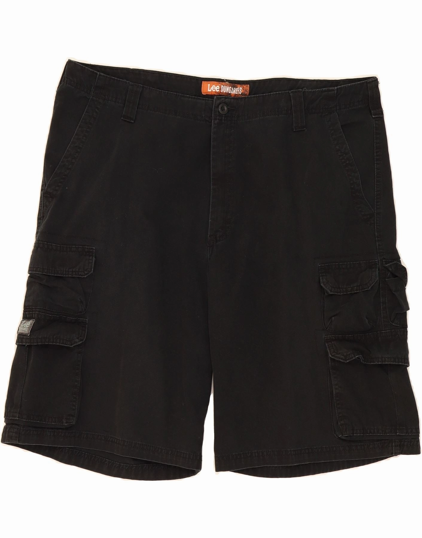 LEE Mens Dungarees Cargo Shorts W42 2XL Black Cotton Low Profile Closure System