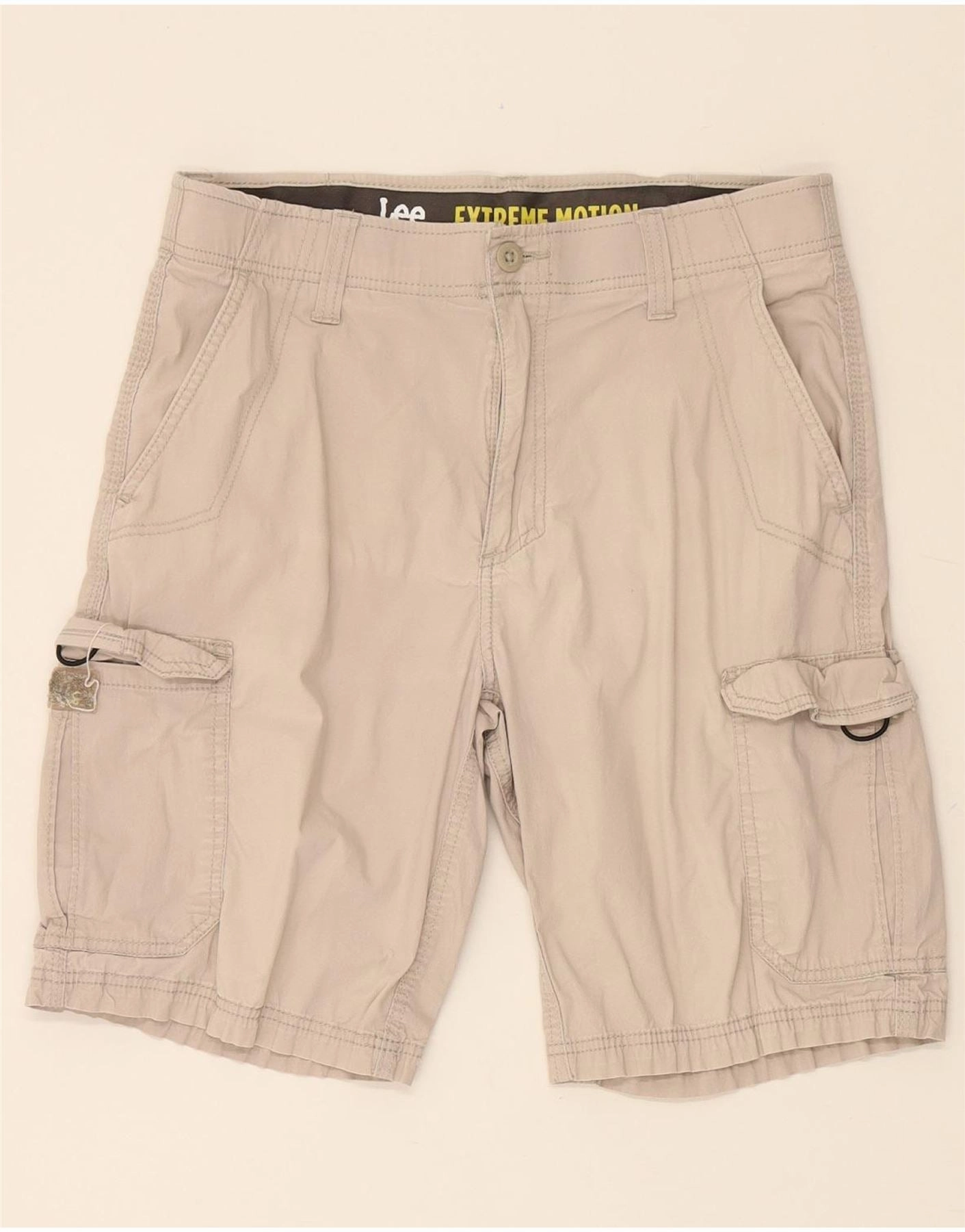 LEE Mens Extreme Motion Cargo Shorts W32 Medium  Grey Cotton Flex Foam Insert