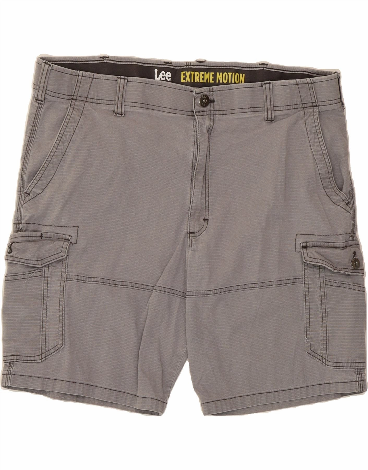 LEE Mens Extreme Motion Cargo Shorts W42 2XL Grey Cotton Cool Comfort