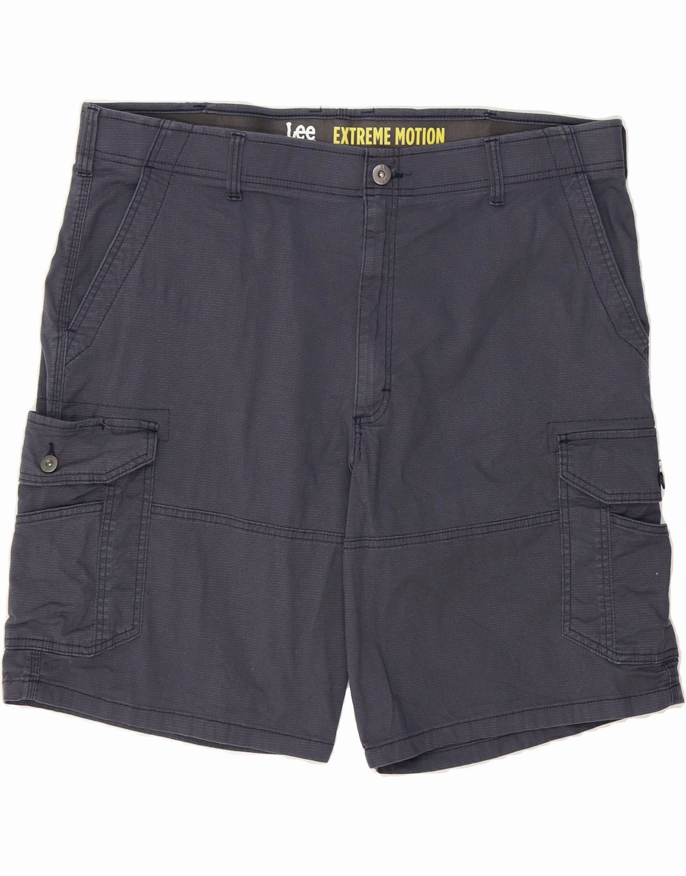 LEE Mens Extreme Motion Cargo Shorts W42 2XL Navy Blue Cotton Midweight Texture Non Irritating Tagless