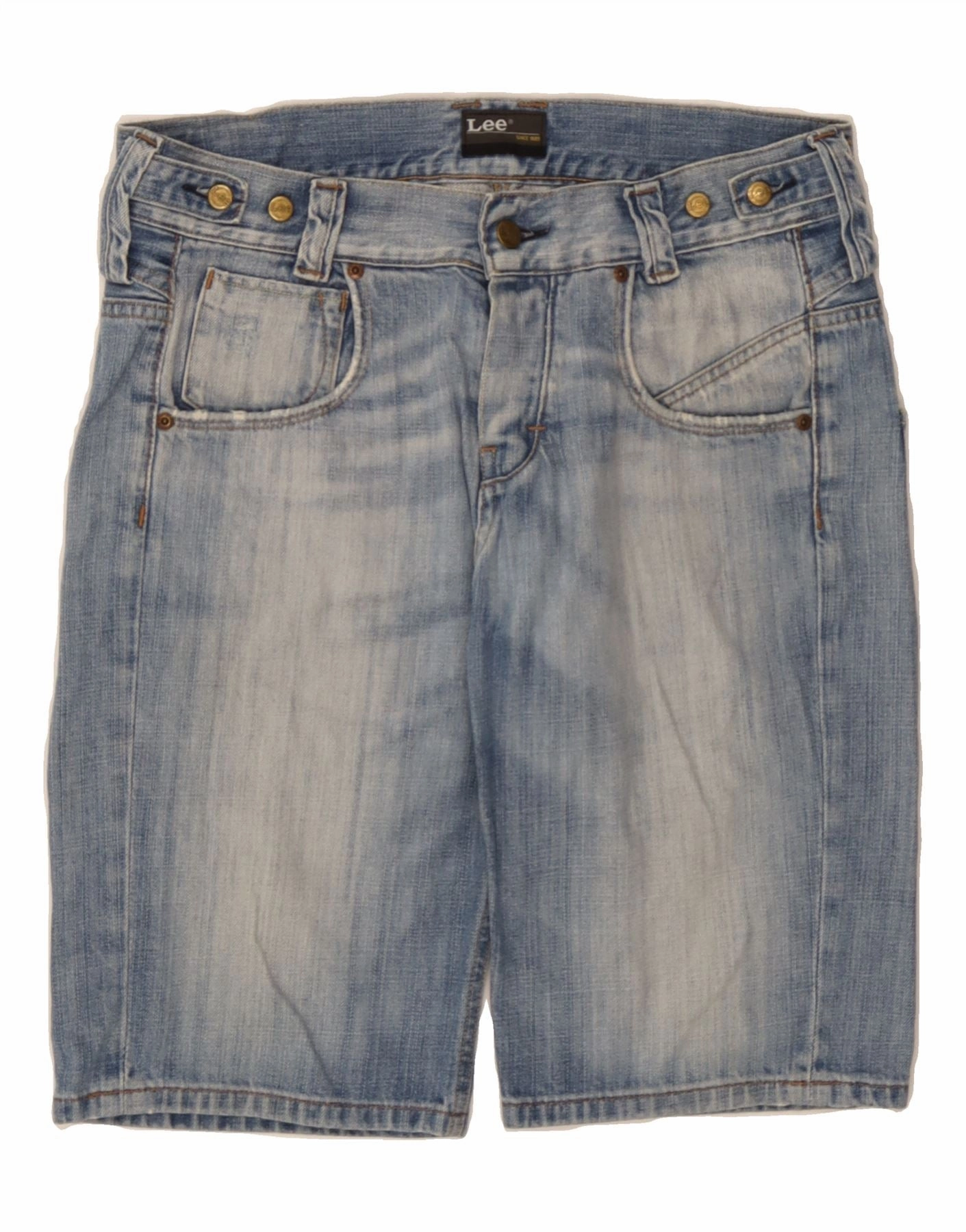 Body Motion LEE Mens Homer Denim Shorts W30 Medium Blue Cotton