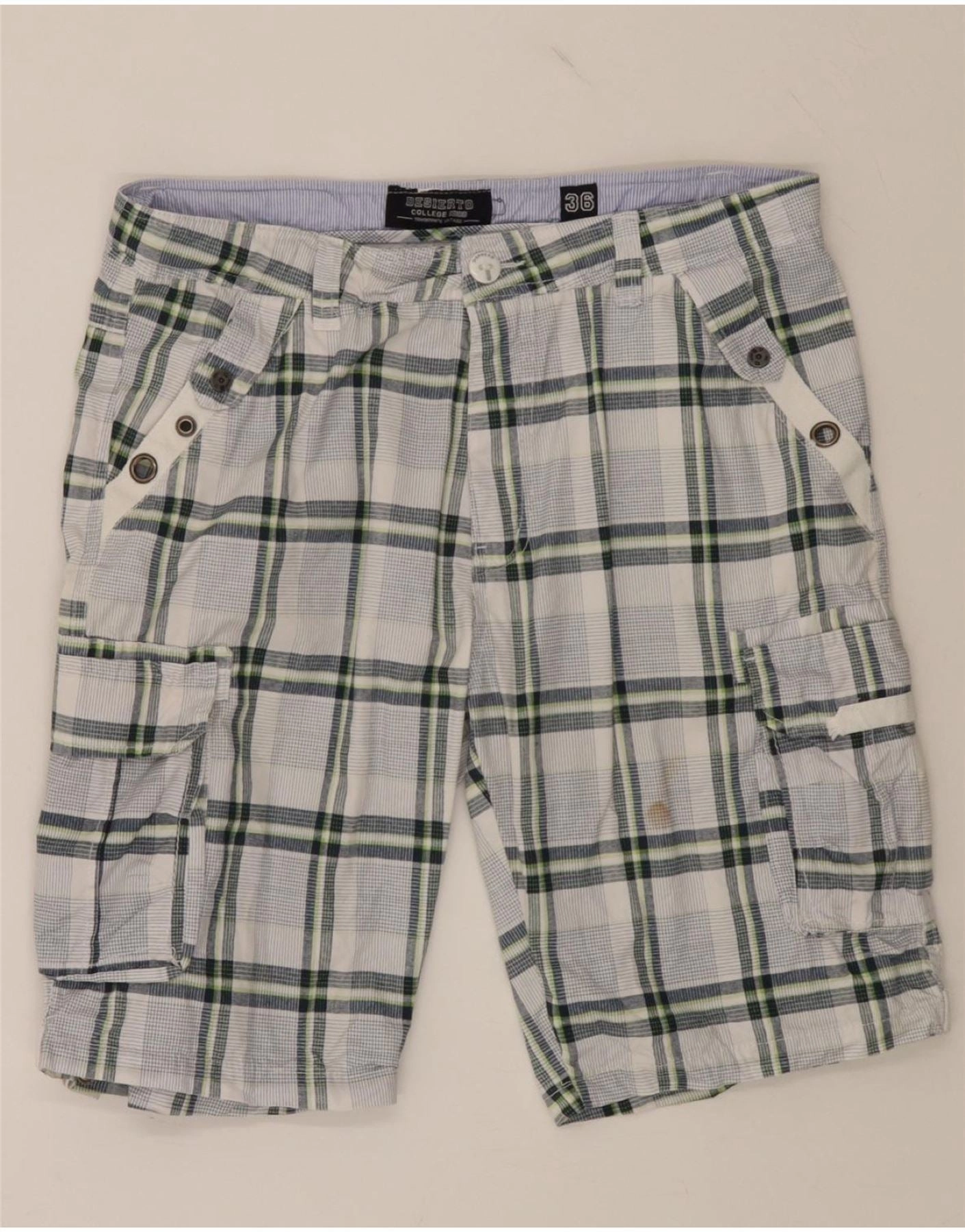 VINTAGE Mens Cargo Shorts W36 Large Multicoloured Check Cotton Athletic Comfort Non Restrictive Movement