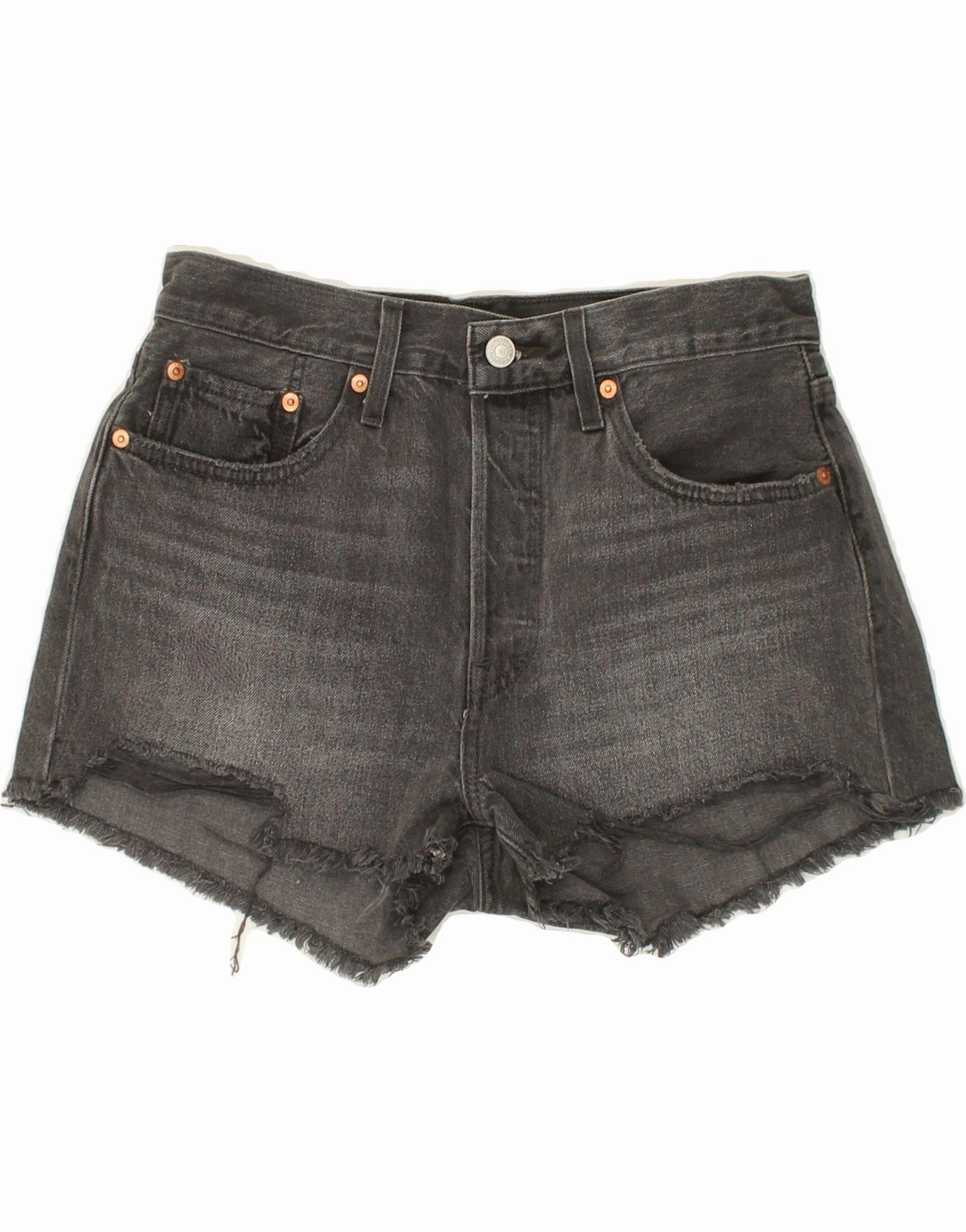 LEVI'S Mens 501 Denim Shorts W28 Small Grey Cotton Compression Fit