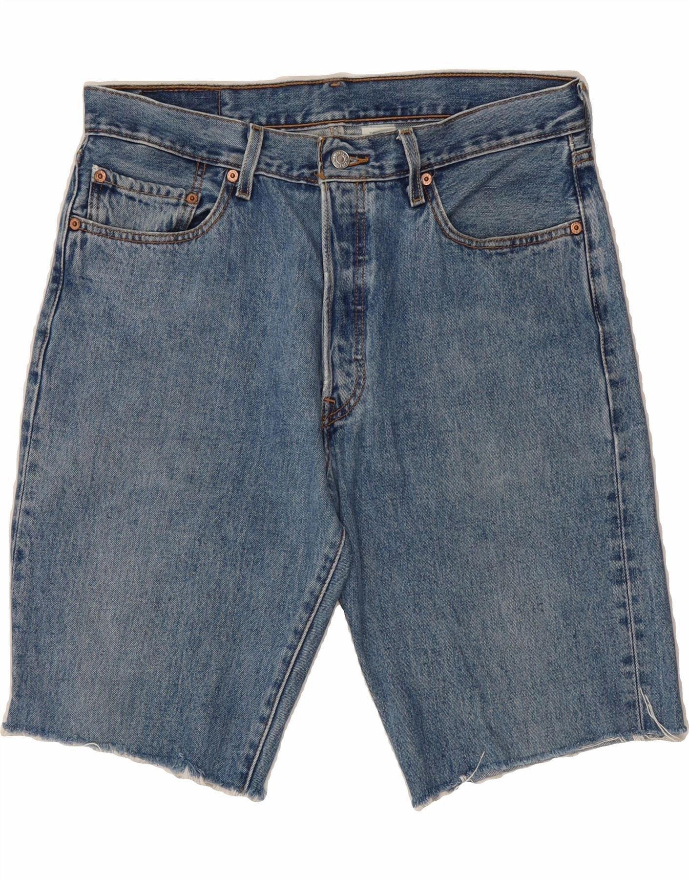 LEVI'S Mens 501 Denim Shorts W34 Large Blue Cotton Simple Comfort
