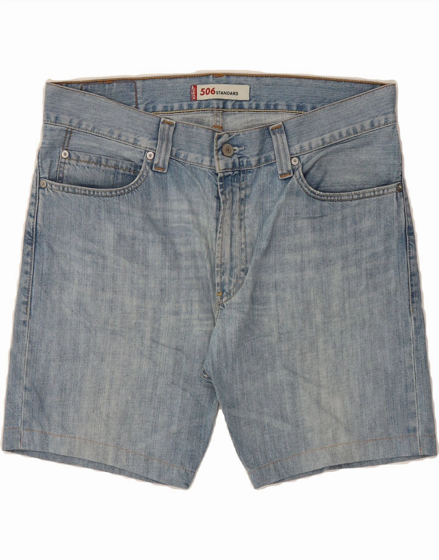 hip look first day of school LEVI'S Mens 506 Standard Fit Denim Shorts W34 Large  Blue Cotton