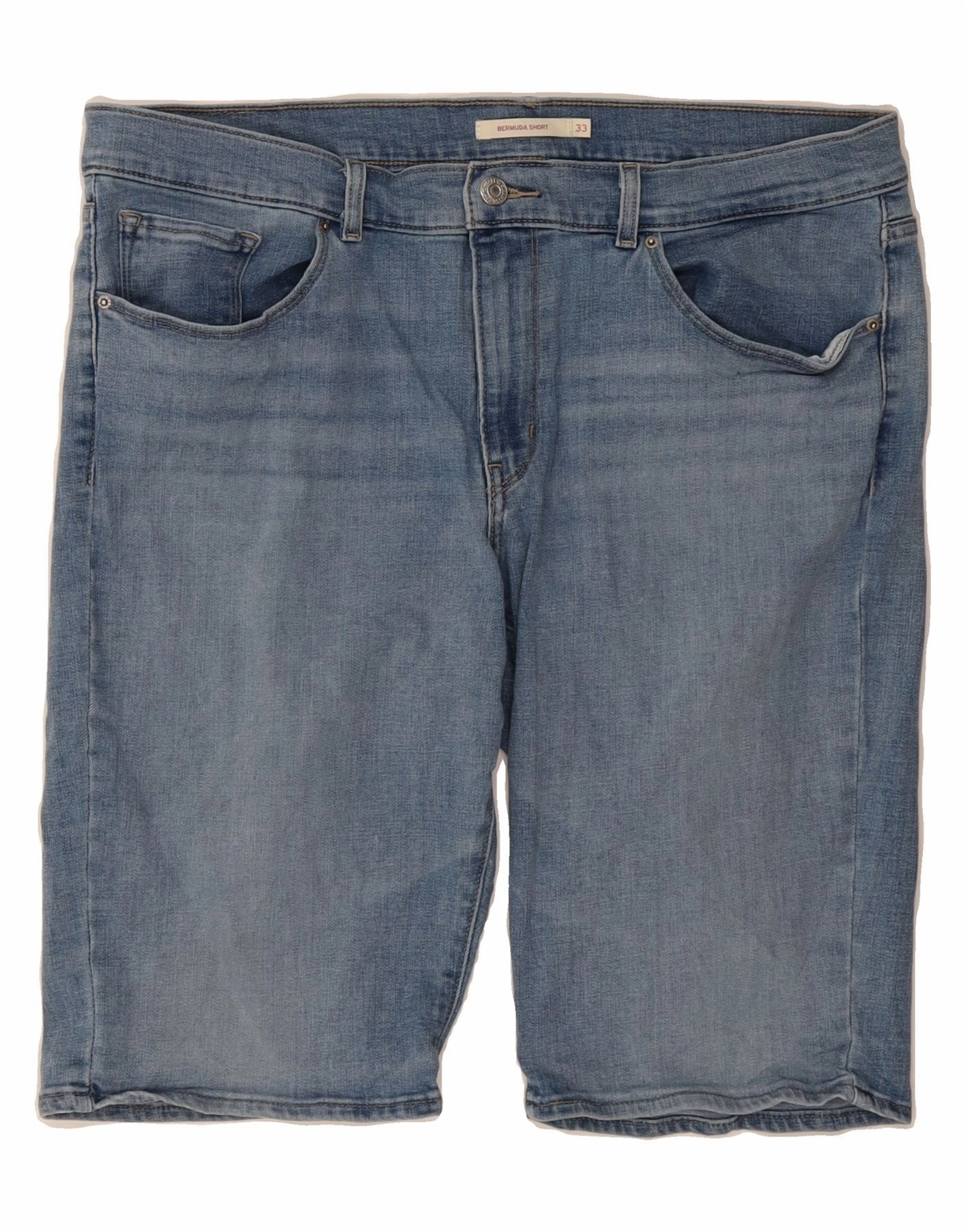LEVI'S Mens Bermuda Denim Bermuda Shorts W33 Medium Blue Cotton high waisted Active Layer