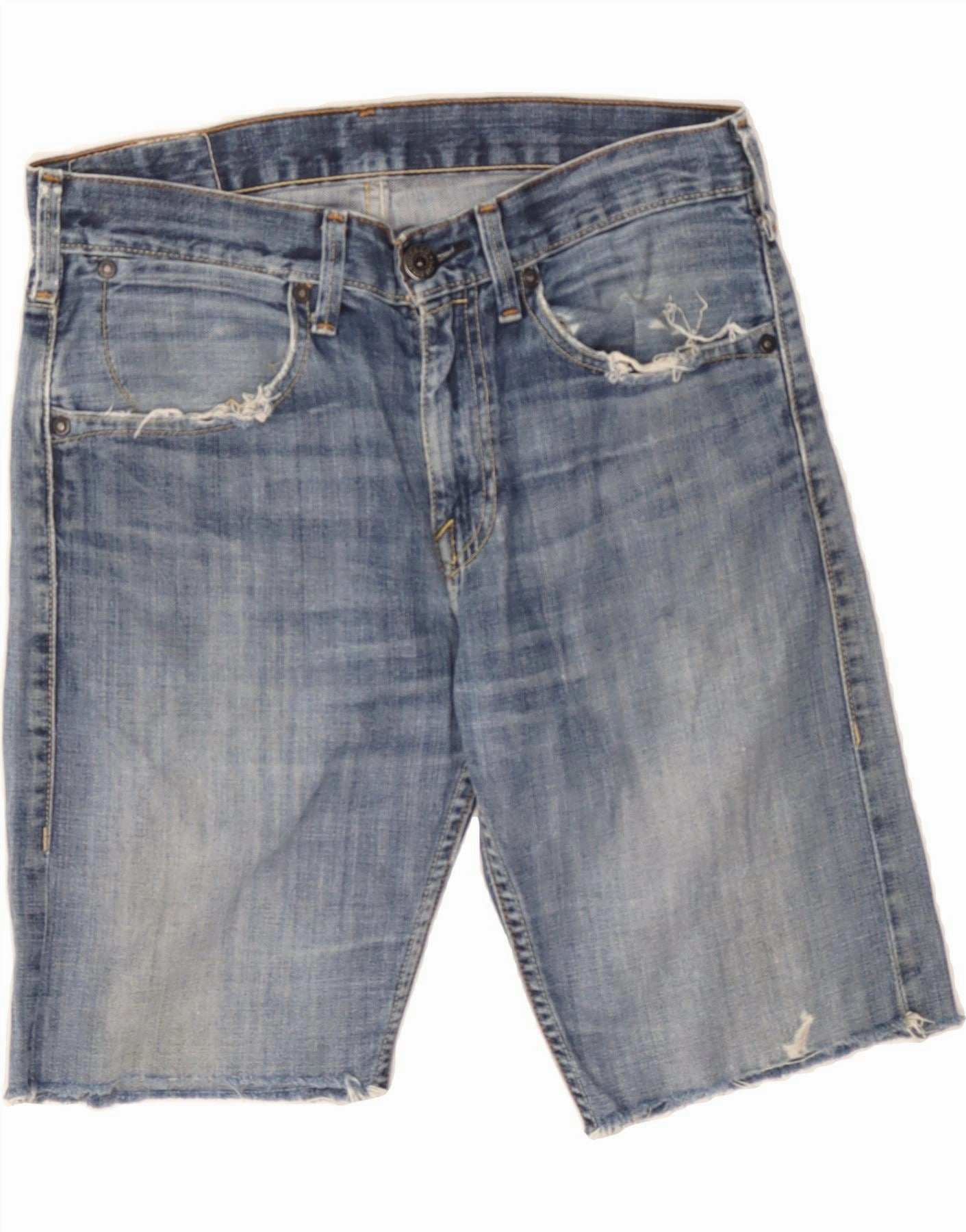 Seamless Waistband LEVI'S Mens Denim Shorts W30 Medium Blue Cotton