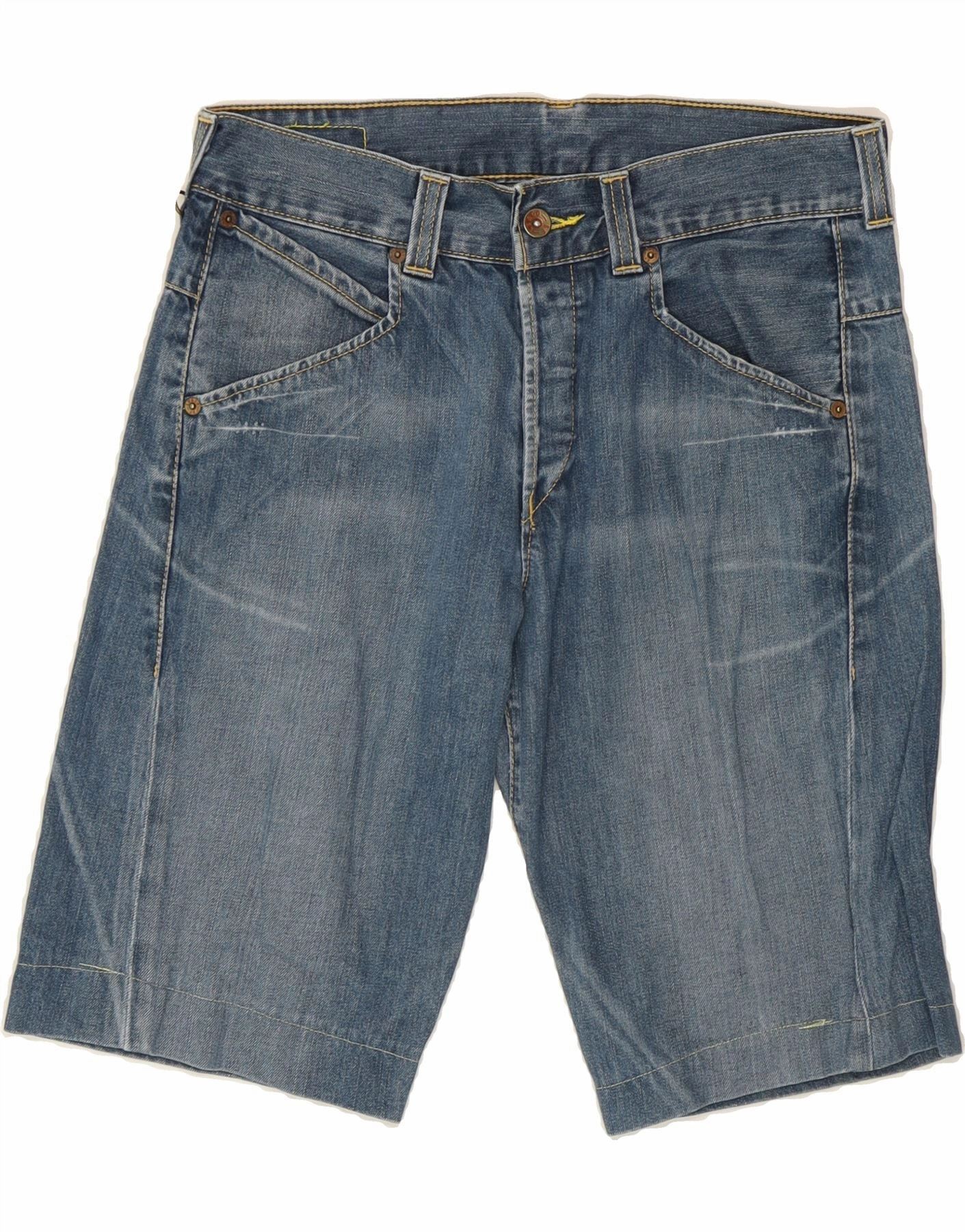 Stain Repellent Treatment button fly LEVI'S Mens Denim Shorts W30 Medium Blue Cotton