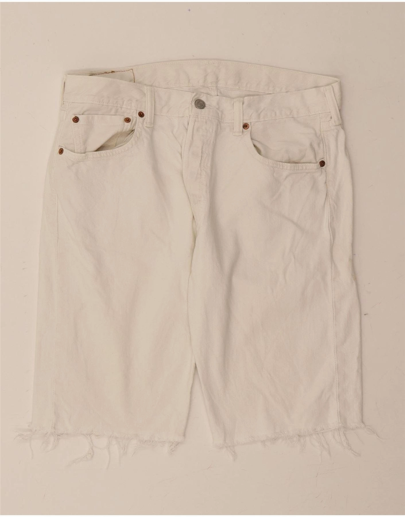 Cooling Effect LEVI'S Mens Denim Shorts W33 Medium White Cotton