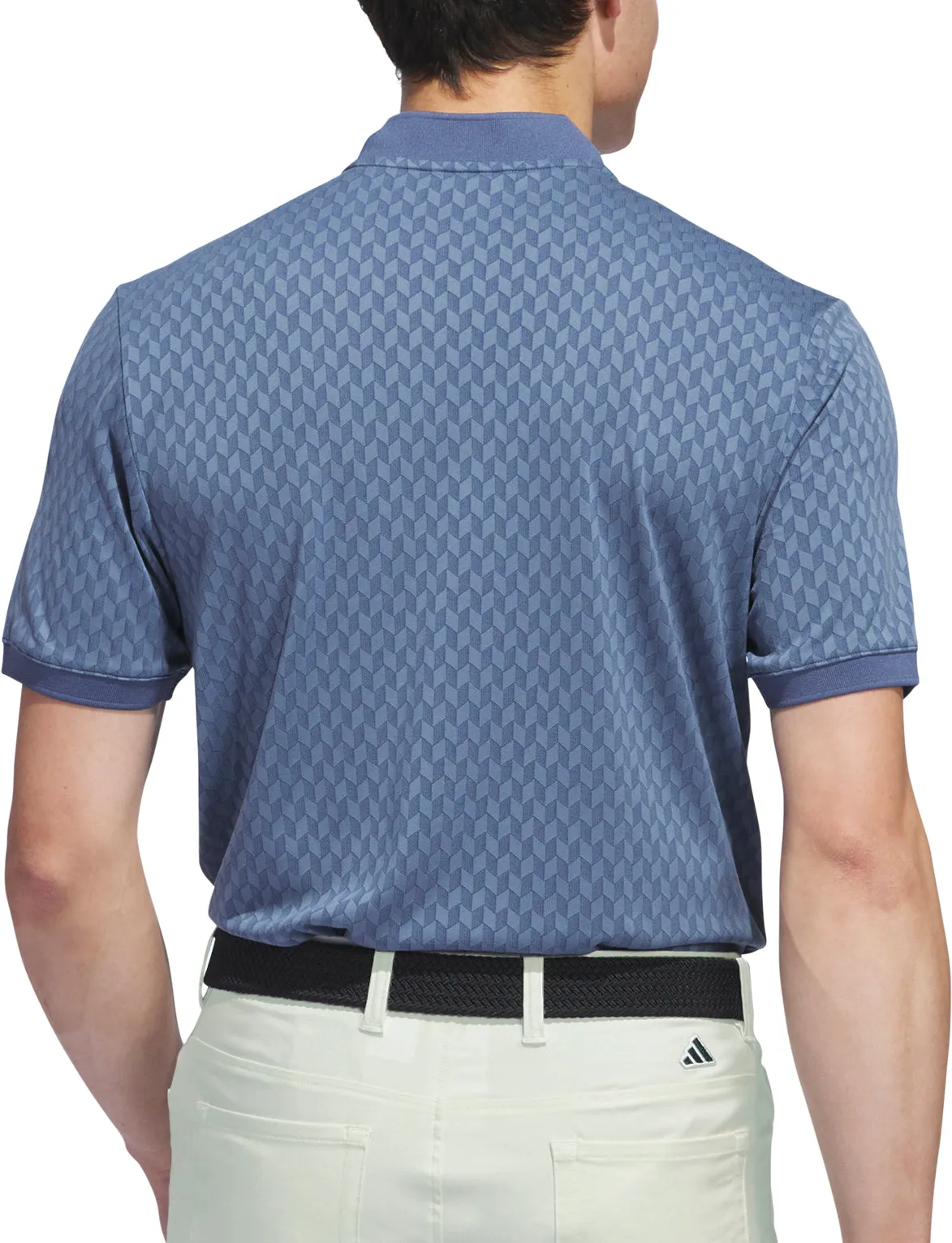 adidas Ultimate365 Tour HEAT.RDY Short Sleeve Mens Golf Polo Shirt - Blue Sun Protection Circular Knit Construction