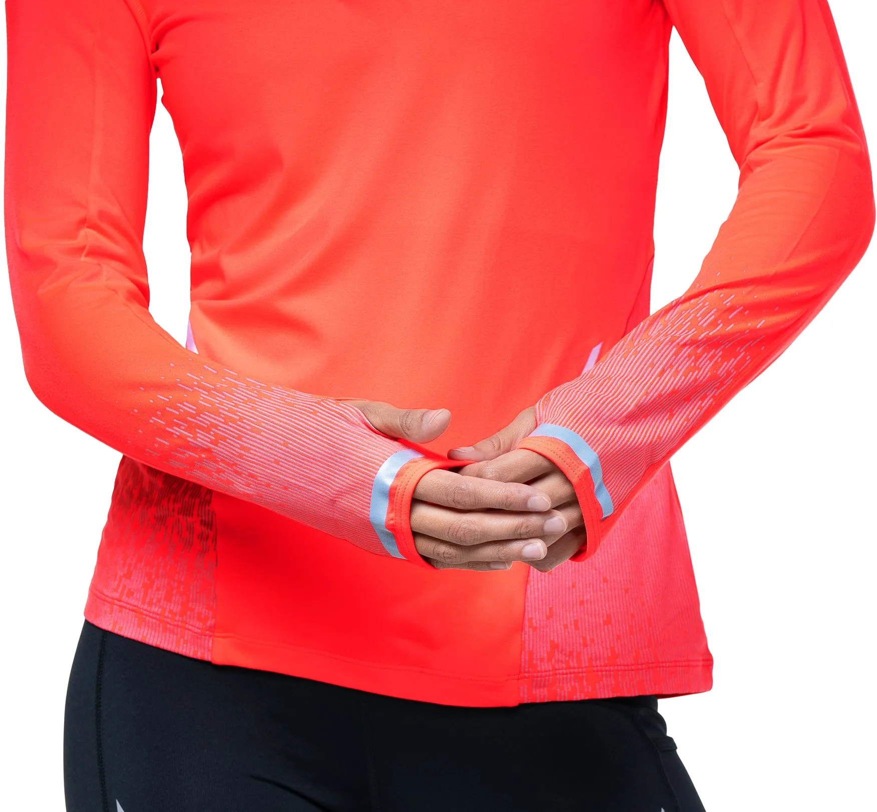Travel Comfort Style light layering Ronhill Tech Reflect Half Zip Long Sleeve Womens Running Top - Pink