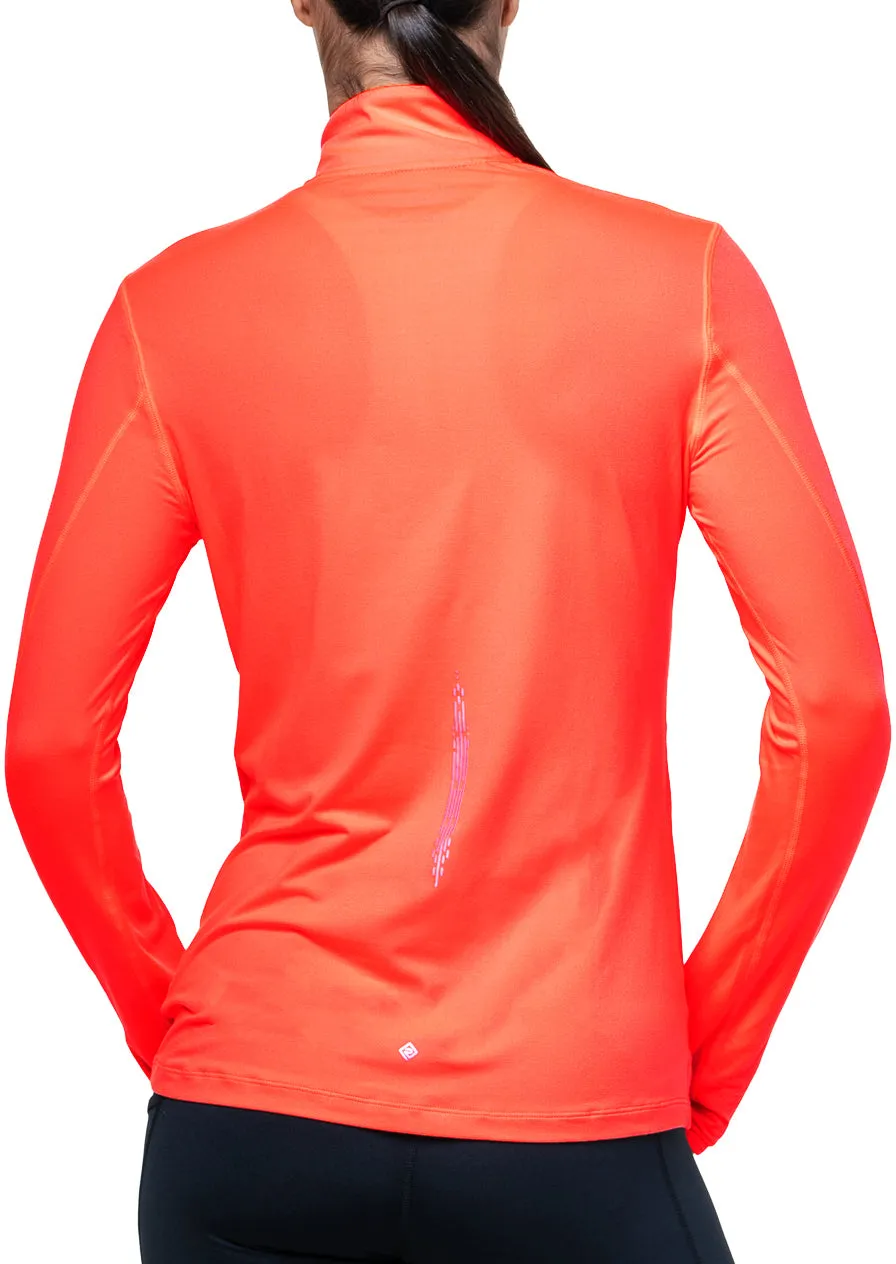 Ronhill Tech Reflect Half Zip Long Sleeve Womens Running Top - Pink Formal Style Chic Design