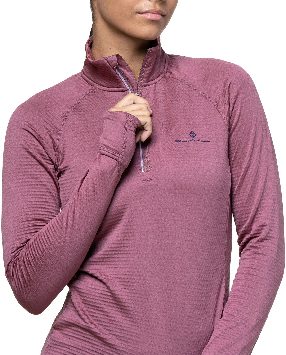 Ronhill Tech Winter Half Zip Long Sleeve Womens Running Top - Pink Casual Look Wear