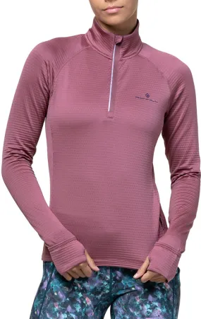 Ronhill Tech Winter Half Zip Long Sleeve Womens Running Top - Pink Soft Breathable