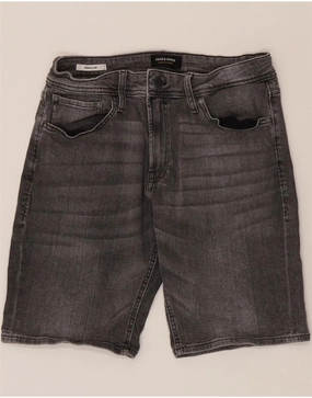 JACK & JONES Mens Regular Denim Shorts Medium W30 Grey Cotton Flexible Gusset