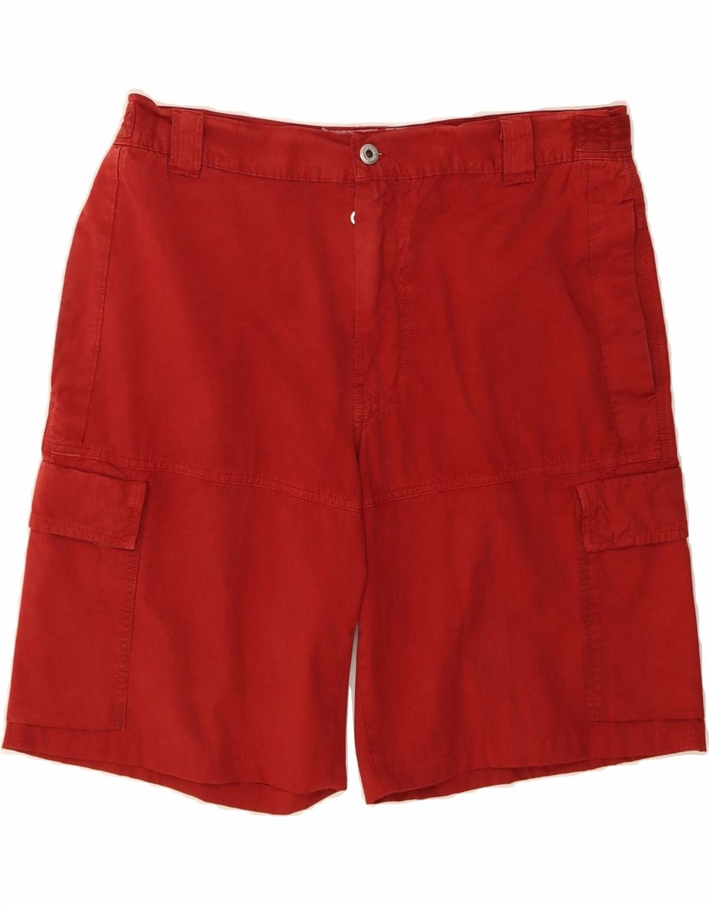 MURPHY & NYE Mens Cargo Shorts W38 XL Red Cotton Double Layered Panels light texture