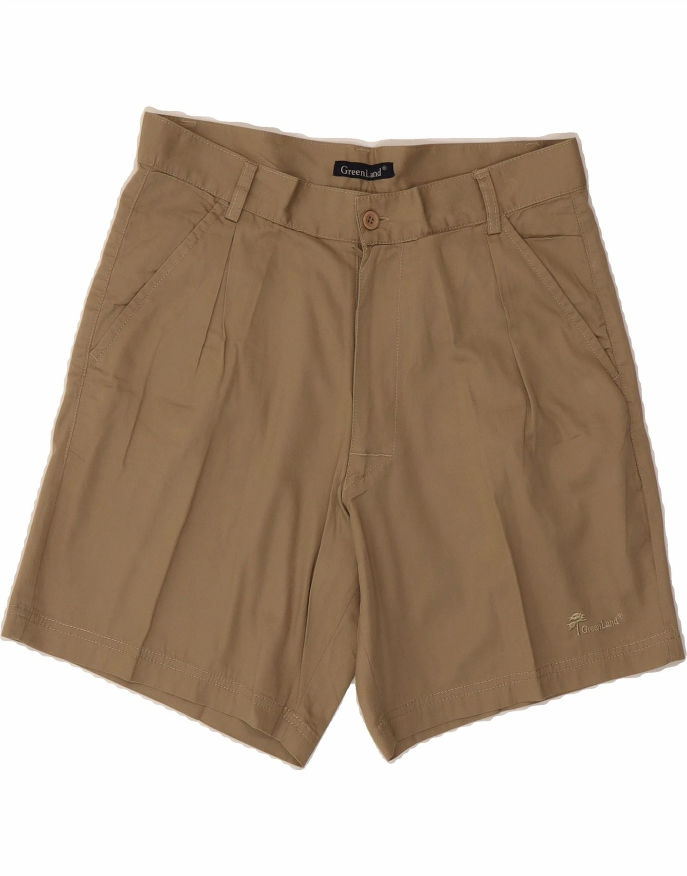 VINTAGE Mens Chino Shorts IT 48 Medium W32 Beige Cotton High Waist