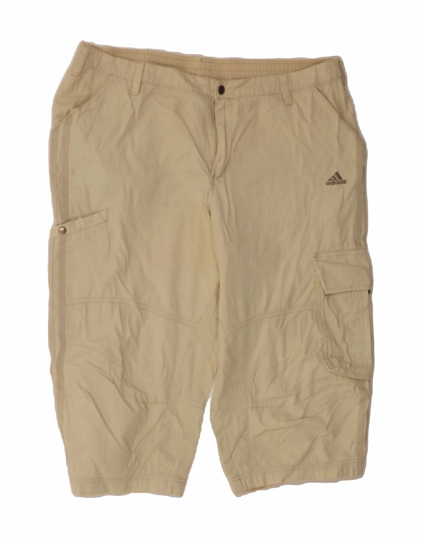 ADIDAS Mens Bermuda Shorts Medium W32 Beige Cotton Sporty Stretch Fit