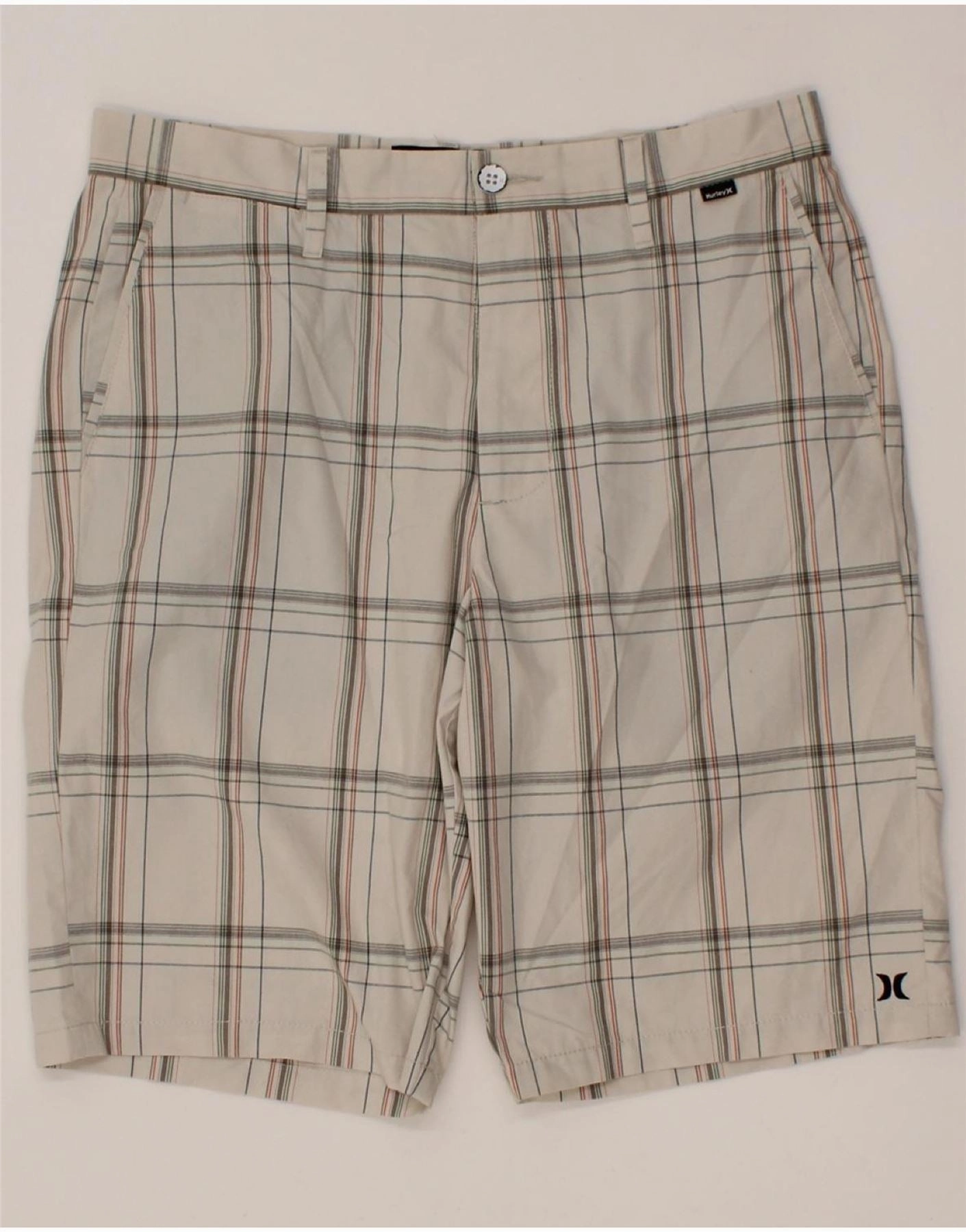 Comfortable clothing HURLEY Mens Chino Shorts W32 Medium Off White Check