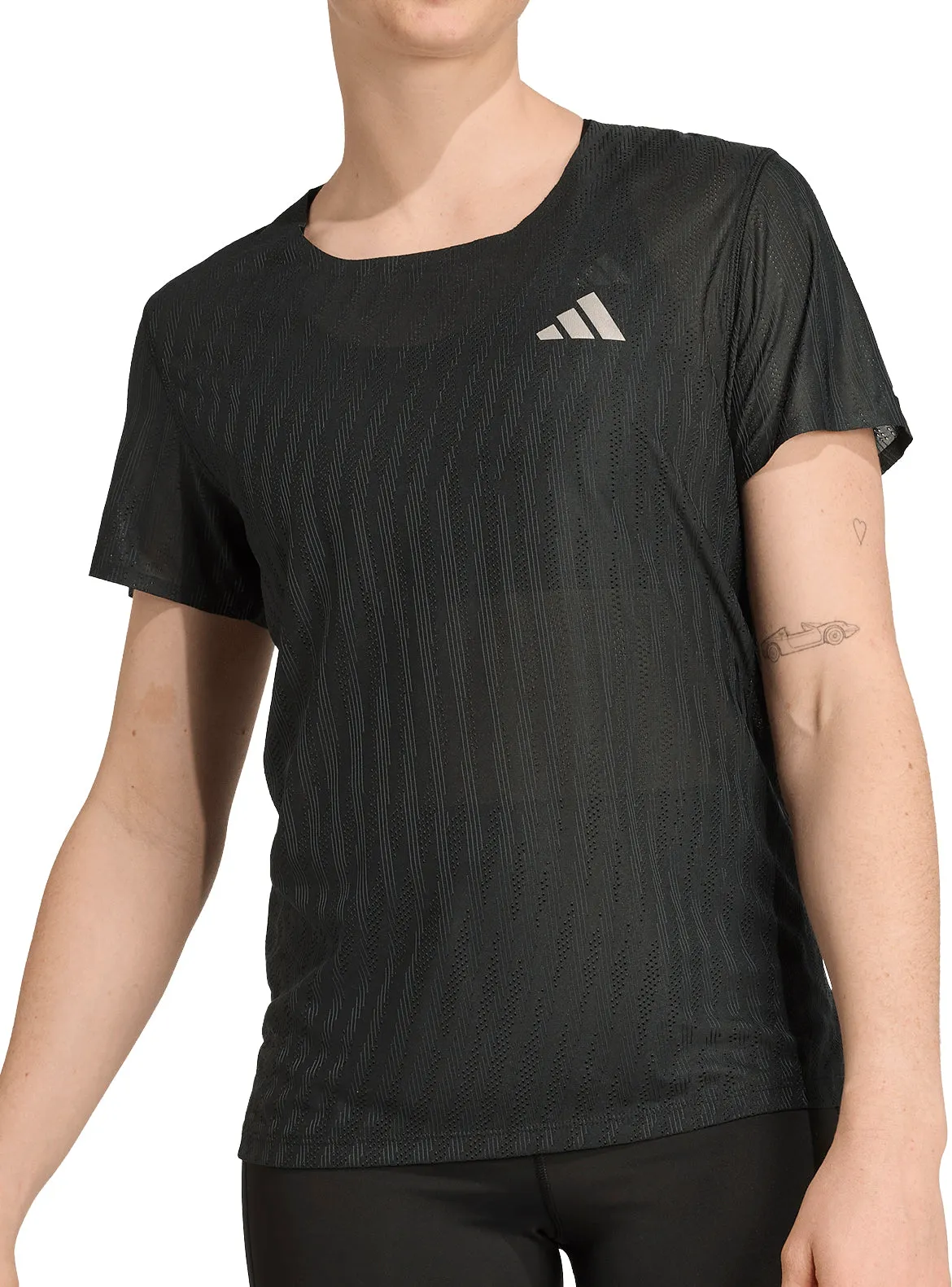 Wear Resistant Fabric adidas ADI365 ClimaCool  Short Sleeve Womens Running Top - Black