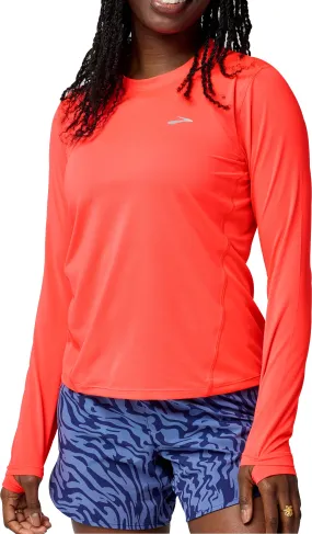 Brooks Sprint Free 3.0 Long Sleeve Womens Running Top - Red Crew neck classic