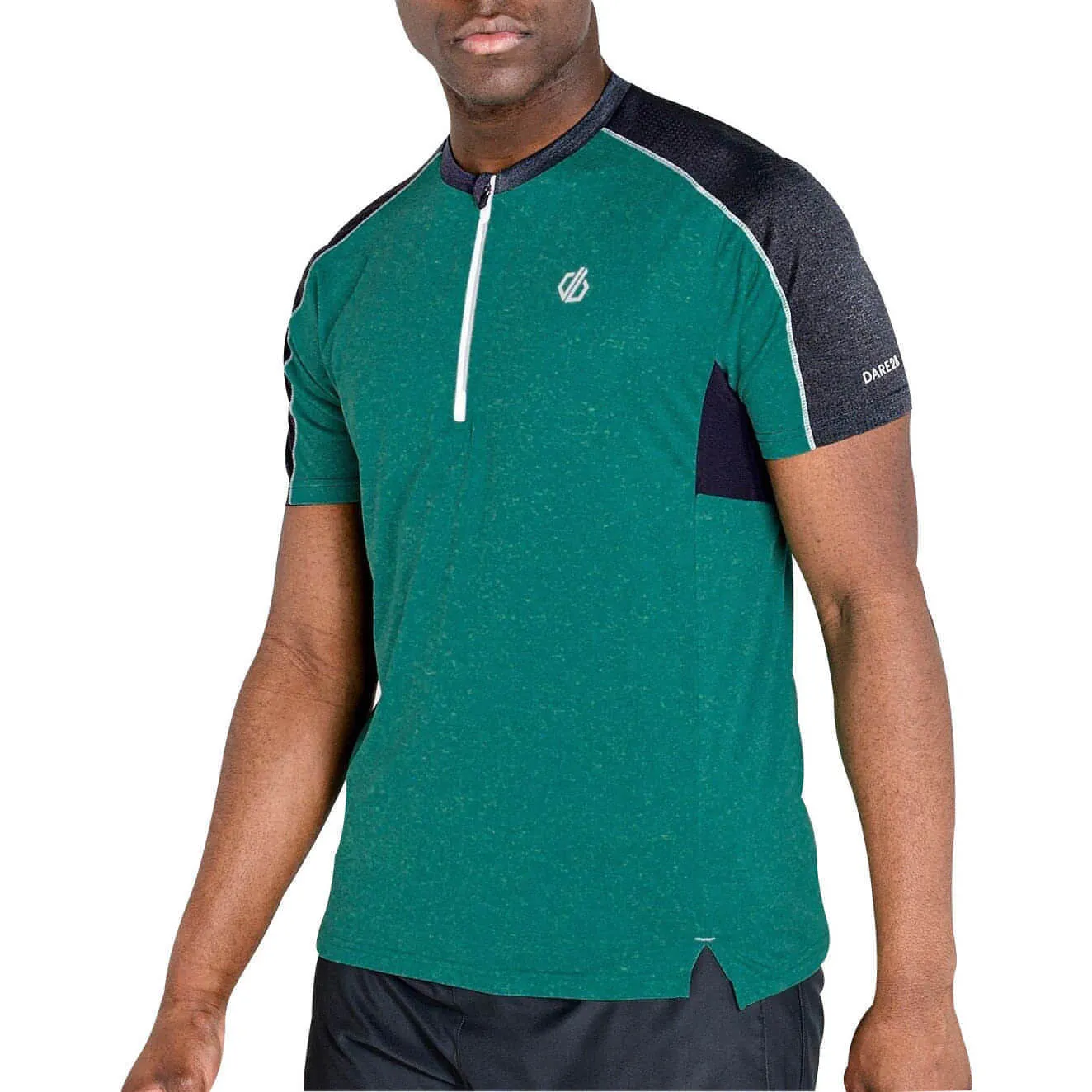Dare2B Aces II Half Zip Short Sleeve Mens Training Top - Green Sporty and Cool