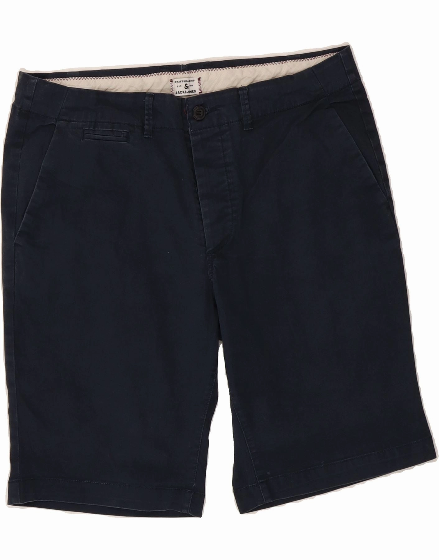 JACK & JONES Mens Chino Shorts Large W34 Navy Blue Cotton polo shirt Simple Waist