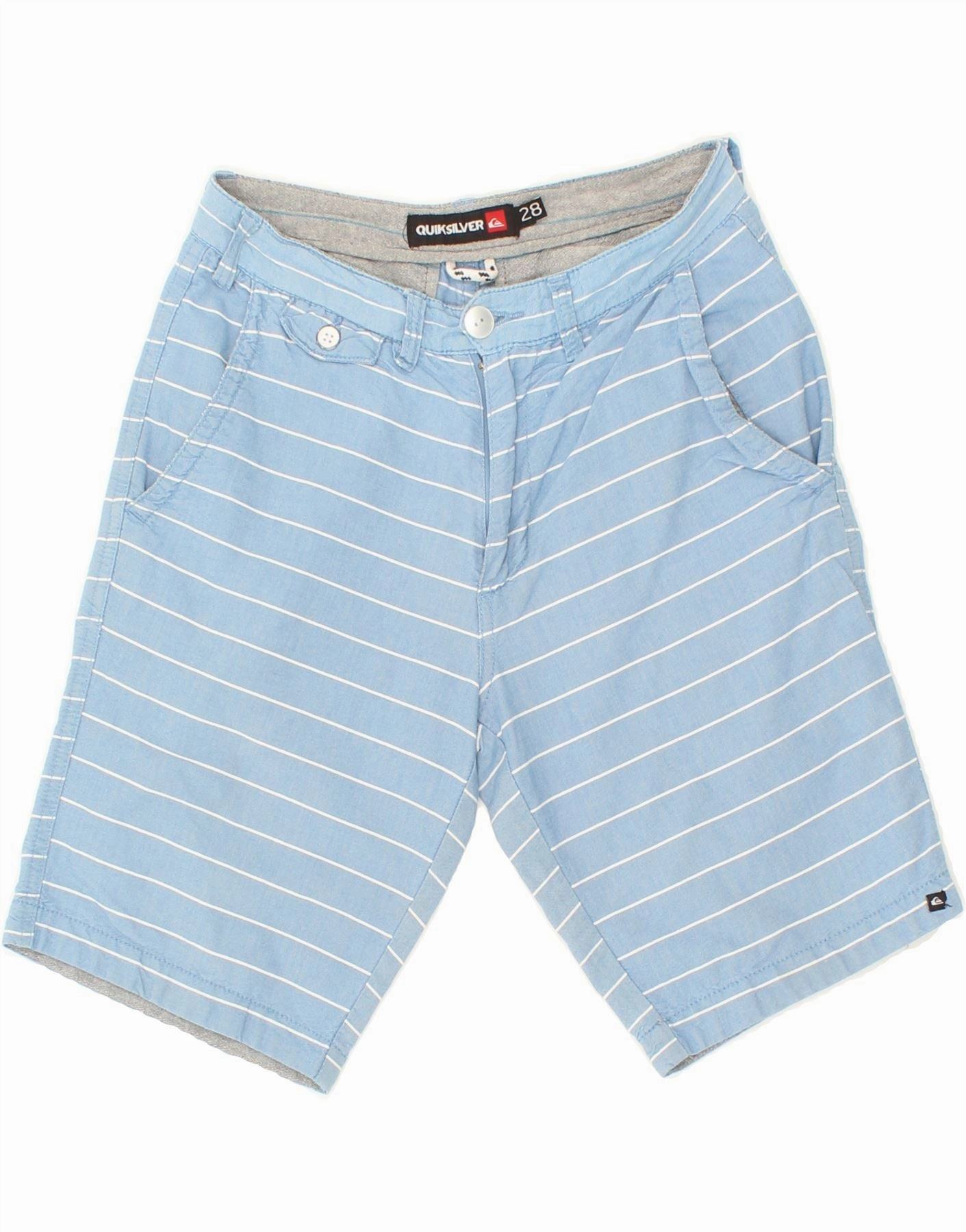 QUIKSILVER Mens Casual Shorts W28 Small Blue Striped Cotton Easy Movement campers