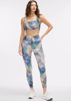 Washed Floral Cadent Legging Set Body shaping Cross Waist Design