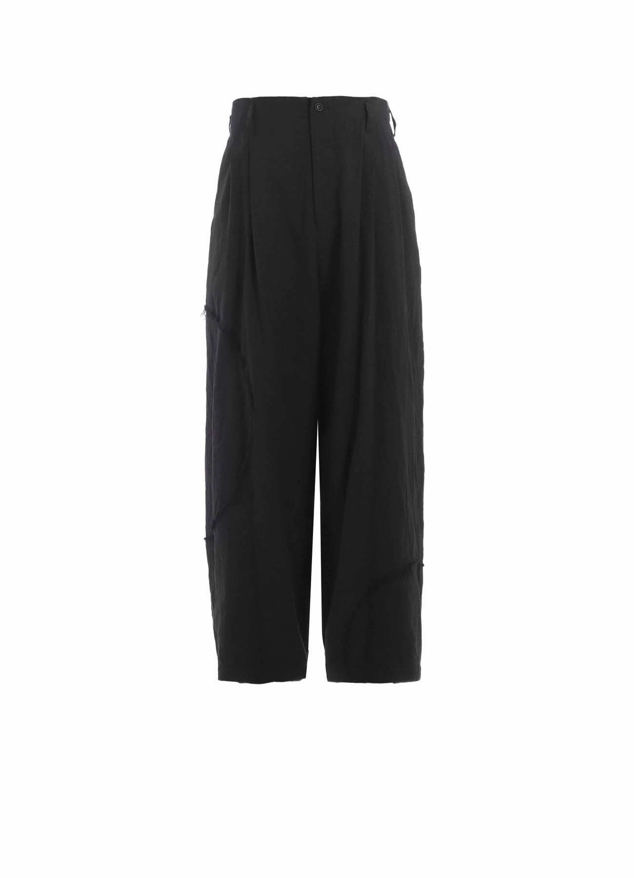 Raw edge Ventilated Panels LINEN/COTTON HERRINGBONE ZIGZAG CUT-OUT PANTS