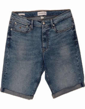 CALVIN KLEIN Mens Slim Denim Shorts W31 Medium  Blue Cotton Double Layered Panels