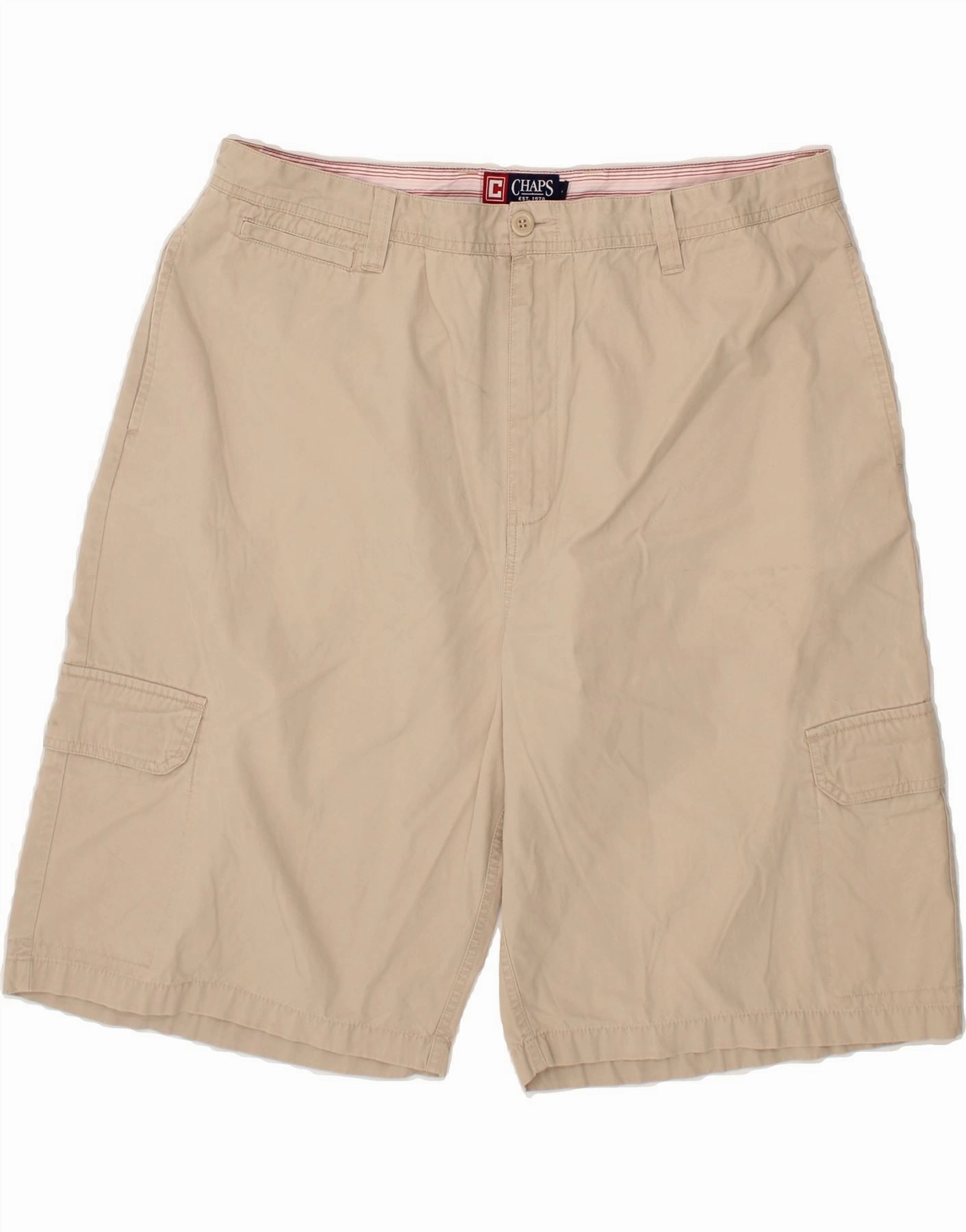 CHAPS Mens Cargo Shorts W40 XL Beige Cotton Quick Dry Fabric tumble dry