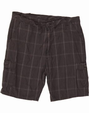 WRANGLER Mens Cargo Shorts W44 2XL Grey Check Cotton Freedom Stretch