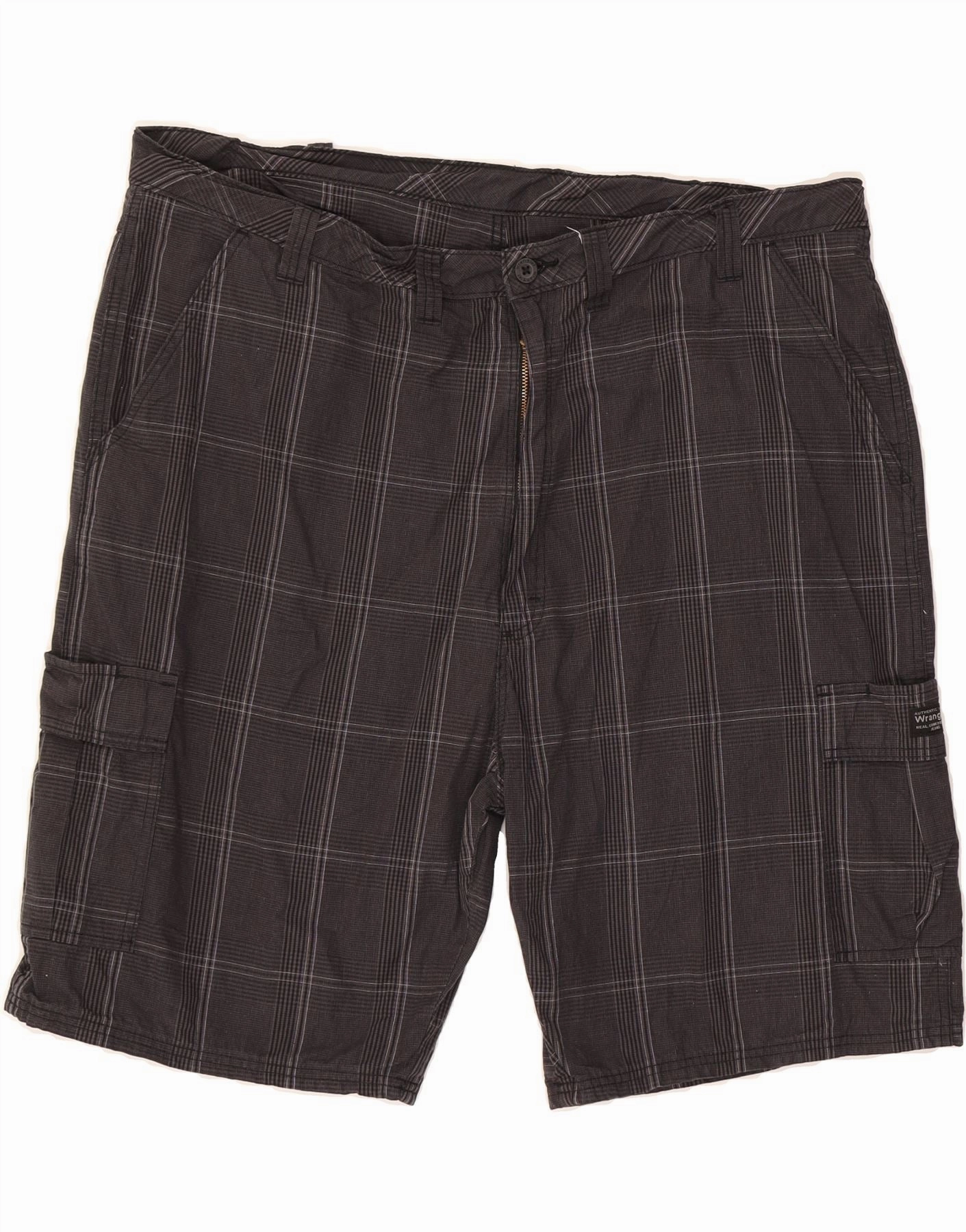 WRANGLER Mens Cargo Shorts W44 2XL Grey Check Cotton Freedom Stretch