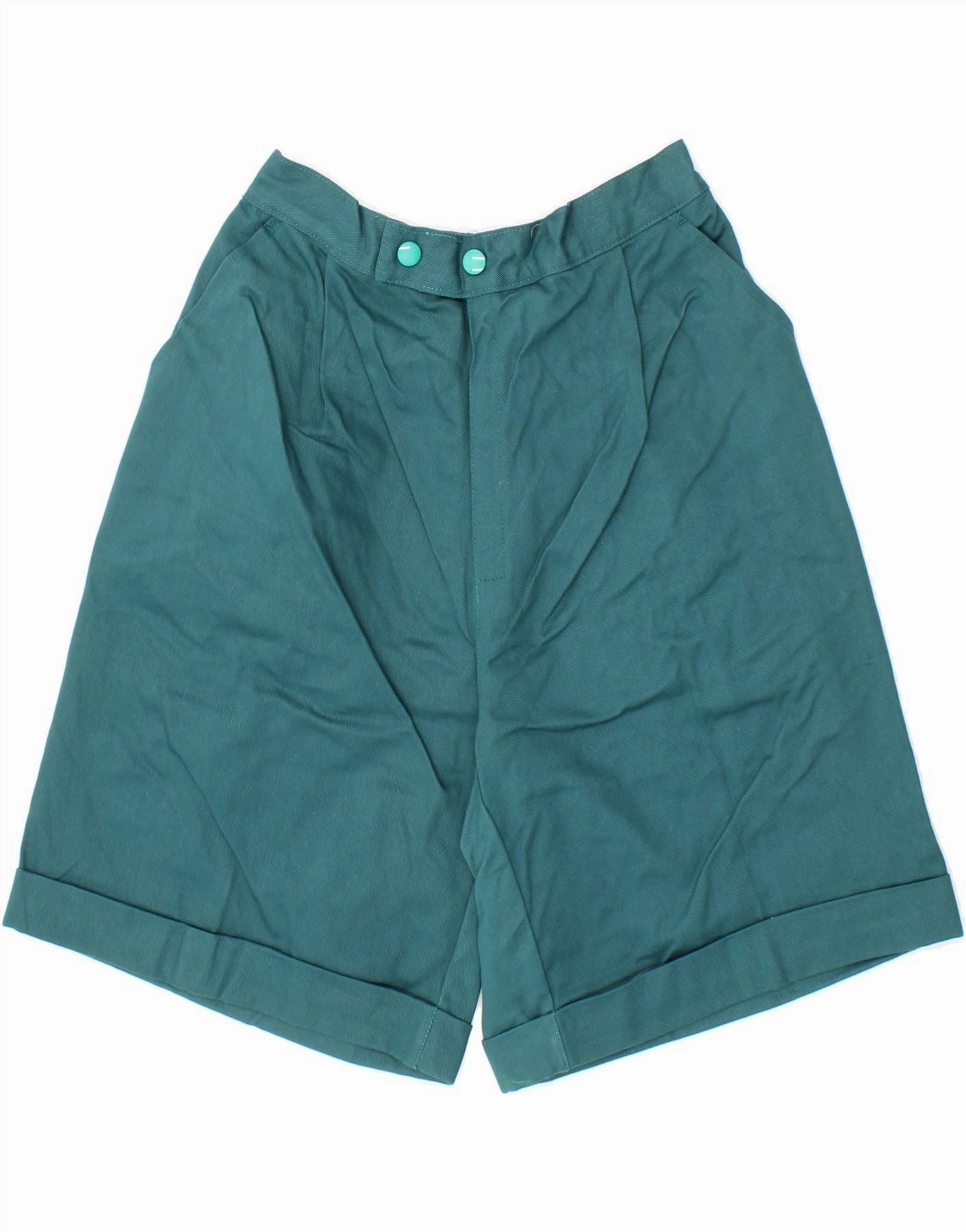 VINTAGE Mens High Waist Chino Shorts Medium W26 Blue Cotton Bold Patterns Travel Ready