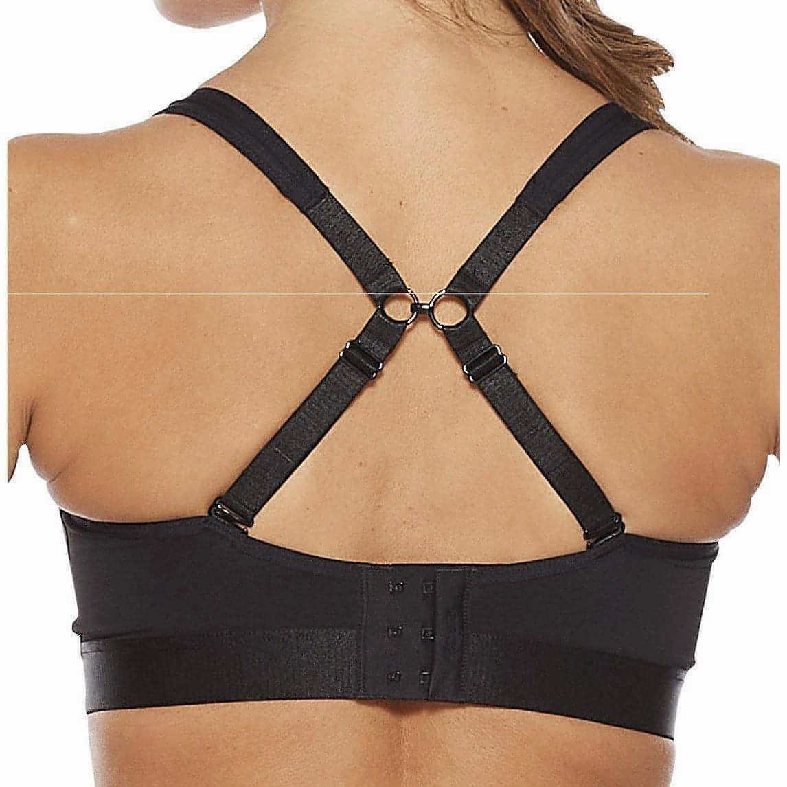 2XU Hi Impact Womens Sports Bra - Black Wide Elastic Band Breathable Stretch