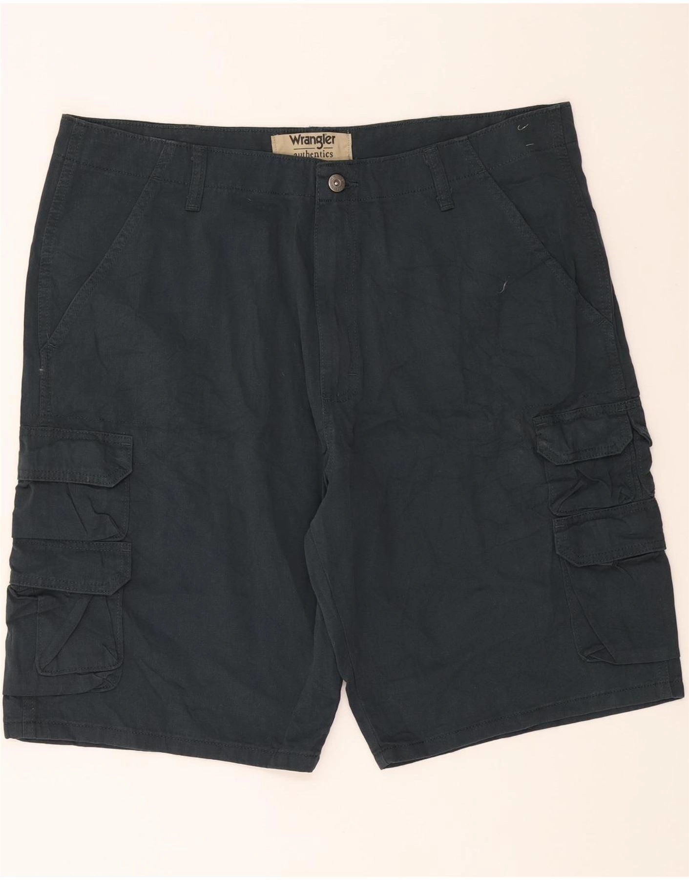 OdorControlTech Lightweight Design WRANGLER Mens Cargo Shorts W38 XL Navy Blue Cotton