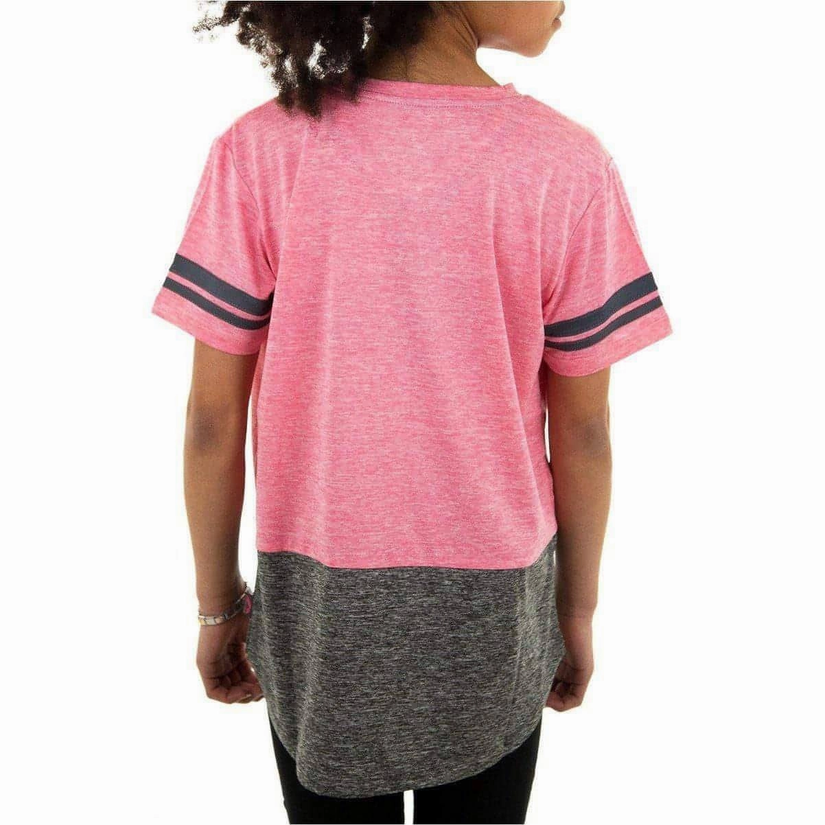 More Mile Marl Girls Short Sleeve Training Top - Pink LayeringFriendly Plus size clothing