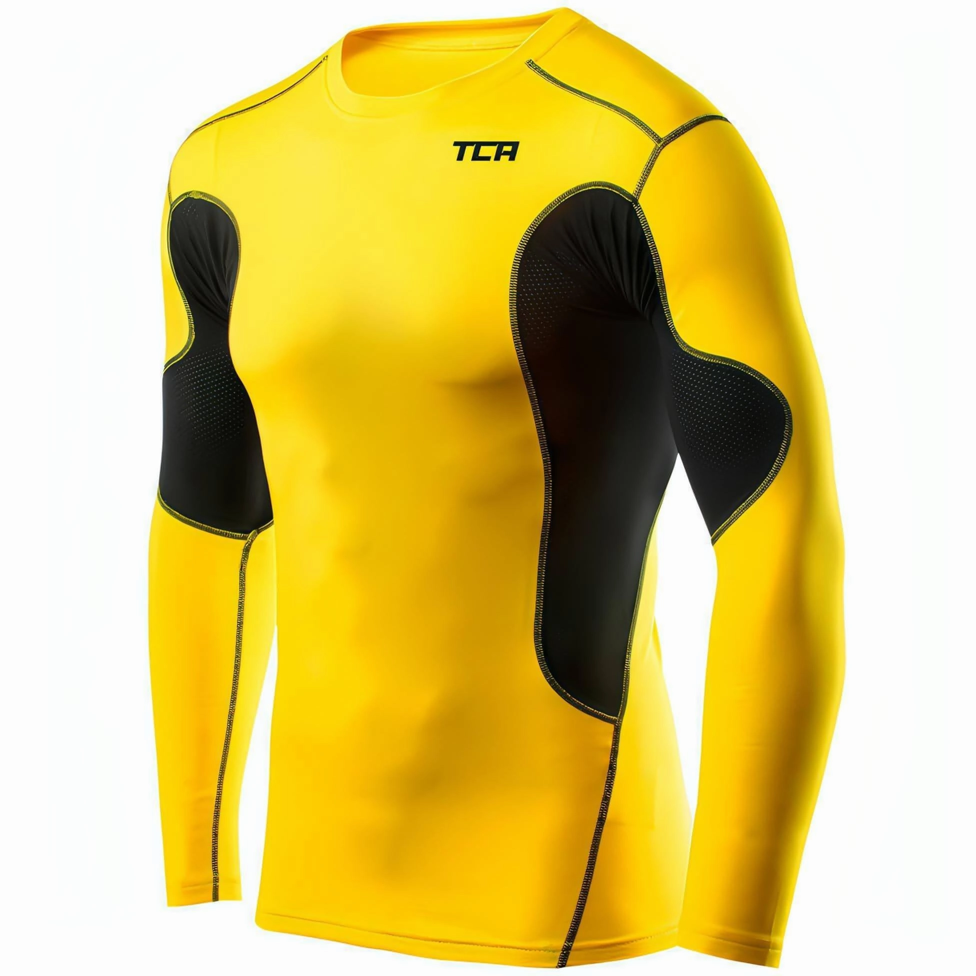 TCA SuperThermal Junior Long Sleeve Compression Top - Yellow AntiOdorTreatment