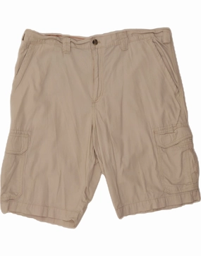 EDDIE BAUER Mens Cargo Shorts W42 2XL Off White Cotton Trendy Style Layer Ready