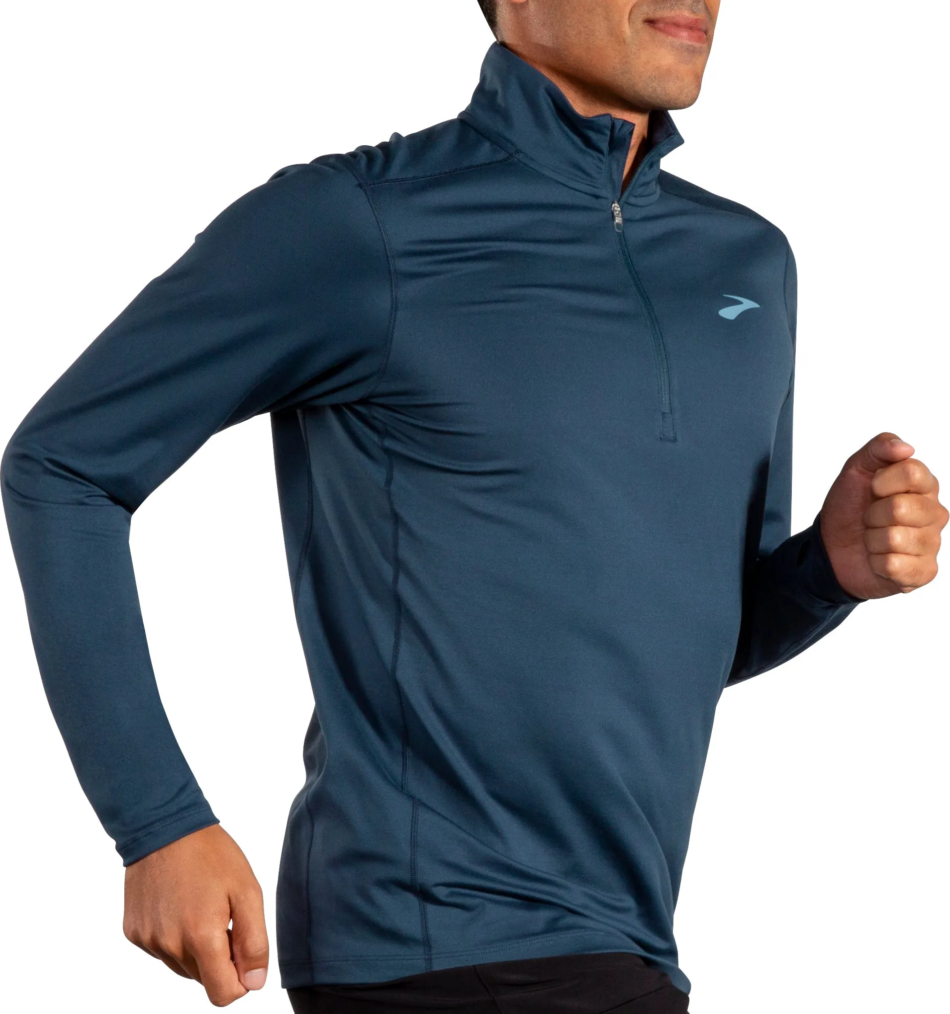 layerable Everyday Layering Brooks Dash 2.0 Half Zip Long Sleeve Mens Running Top - Blue