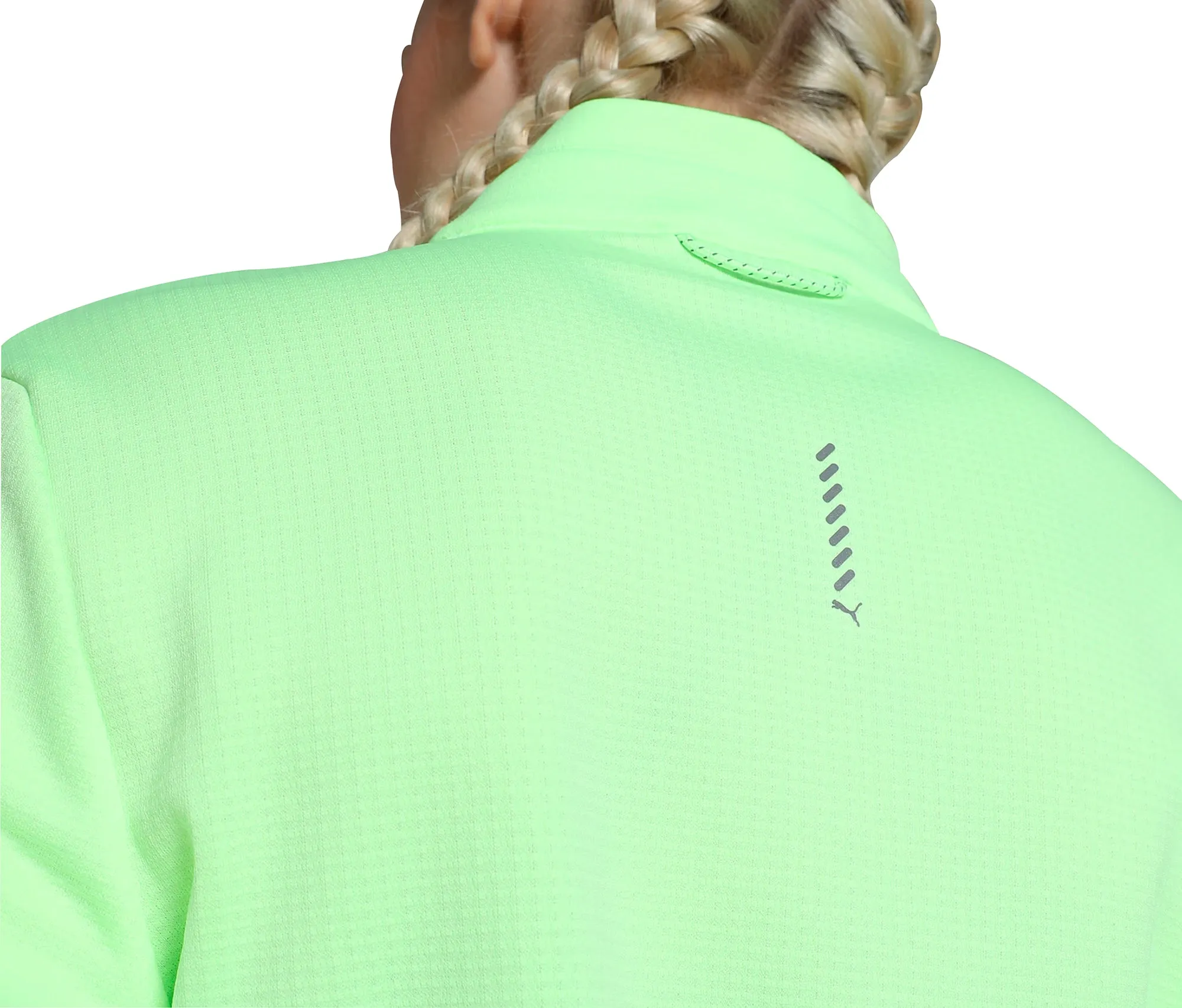 Stylish Look Chilly Day Style Puma Run Grid Fleece Half-Zip Long Sleeve Womens Running Top - Green