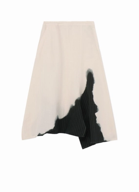 Go Anywhere LINEN/COTTON ASYMMETRIC DRAWSTRING PANTS WITH PARTIAL PINSTRIPE PATTERN