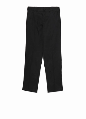 LINEN COTTON TWILL NO-TUCK PANTS Decorative stitching Simple Cut