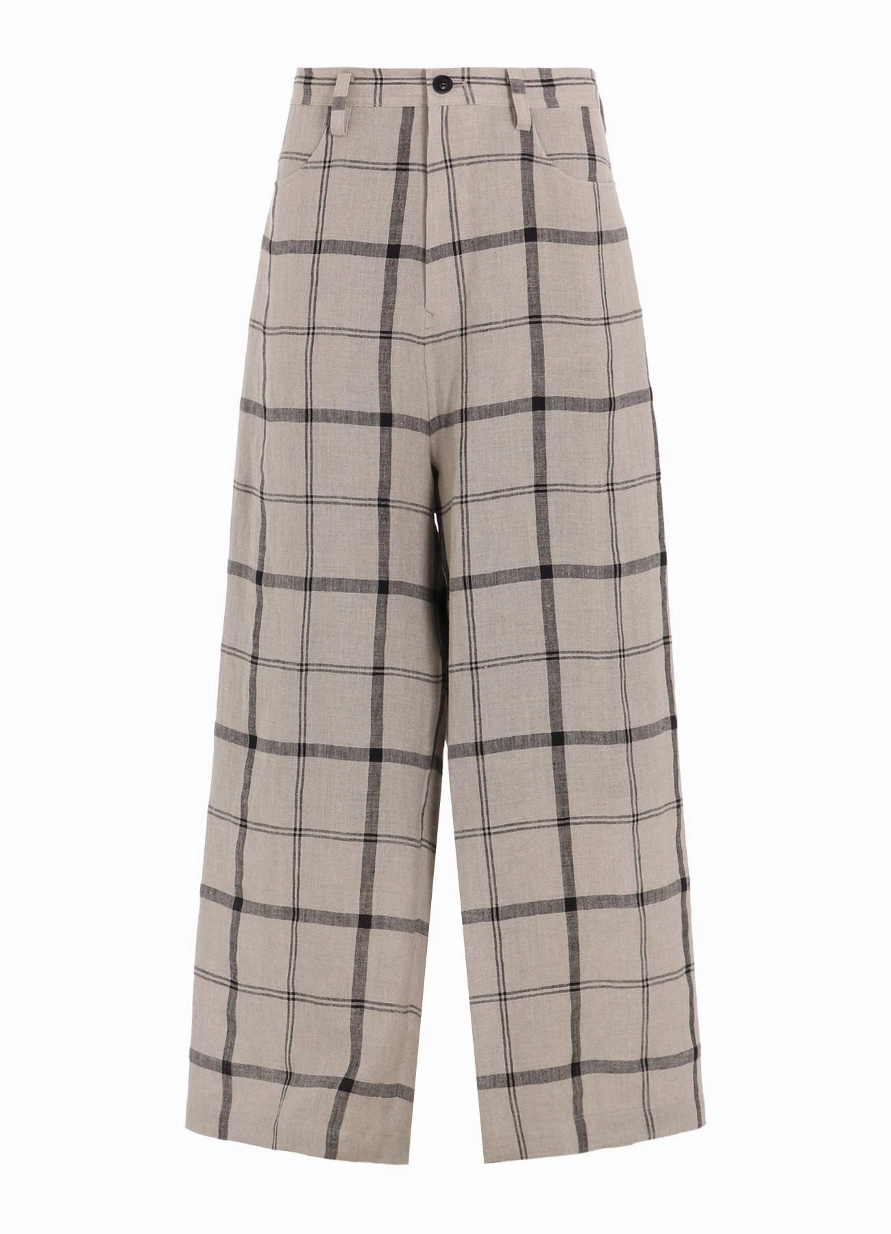 Seamless Wear Everyday Style LINEN/NYLON PLAID LONG STRAIGHT PANTS