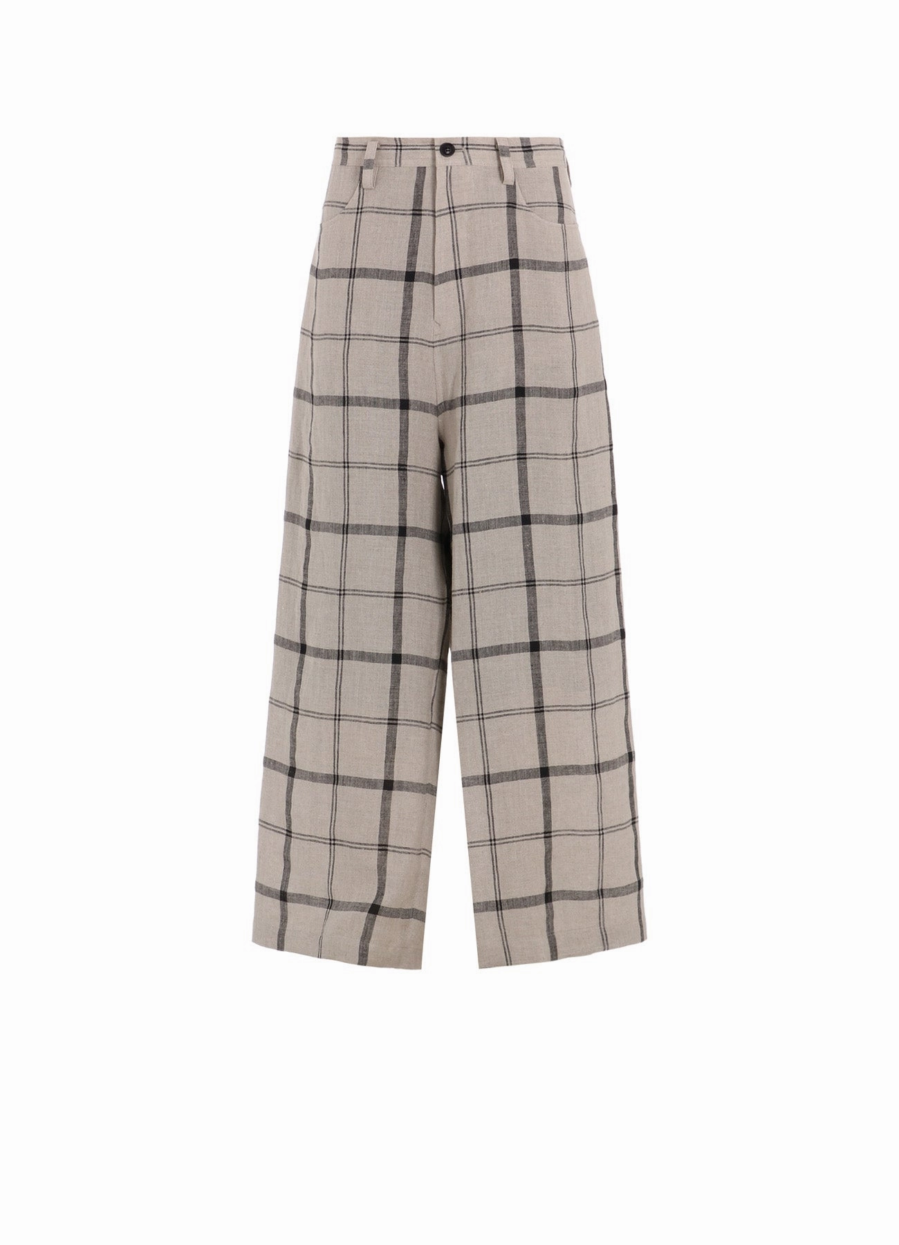 Flex Foam Inserts Neutral Style LINEN/NYLON PLAID LONG STRAIGHT PANTS