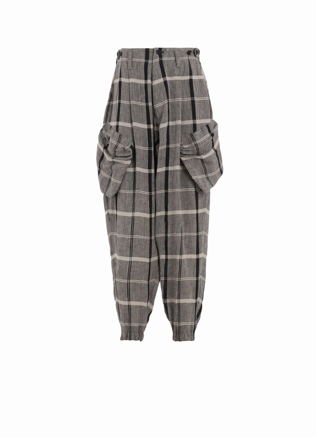 LINEN/NYLON PLAID ZIP POCKET PANTS Breathable Comfort Fit